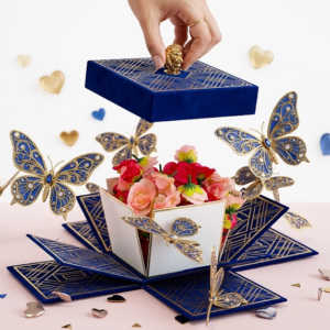 Wholesale interactive exploding surprise gift box with colorful flying butterflies and flowers for florist hampers