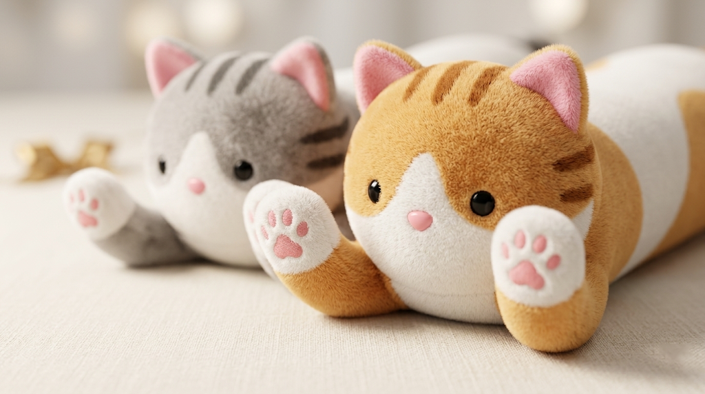 Wholesale cute long cat plush body pillow stuffed toy in grey and orange