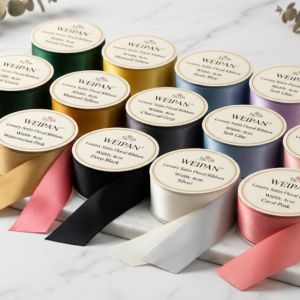 Wholesale luxury satin floral ribbon 4cm width in multiple solid colors