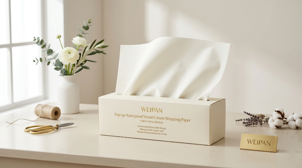 Wholesale pop-up waterproof wood-cotton floral wrapping paper