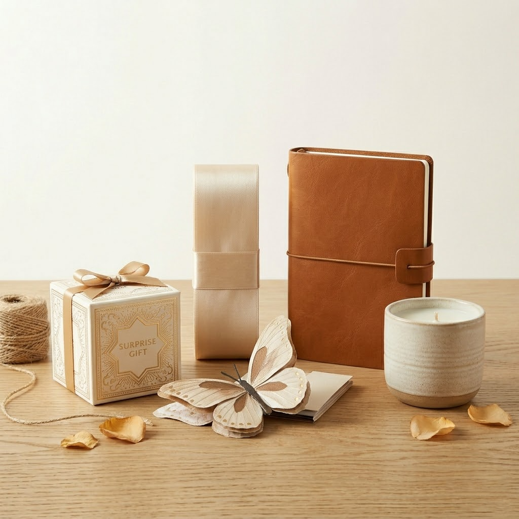 Premium gift add-ons and novelties including decorative boxes and accessories for florists